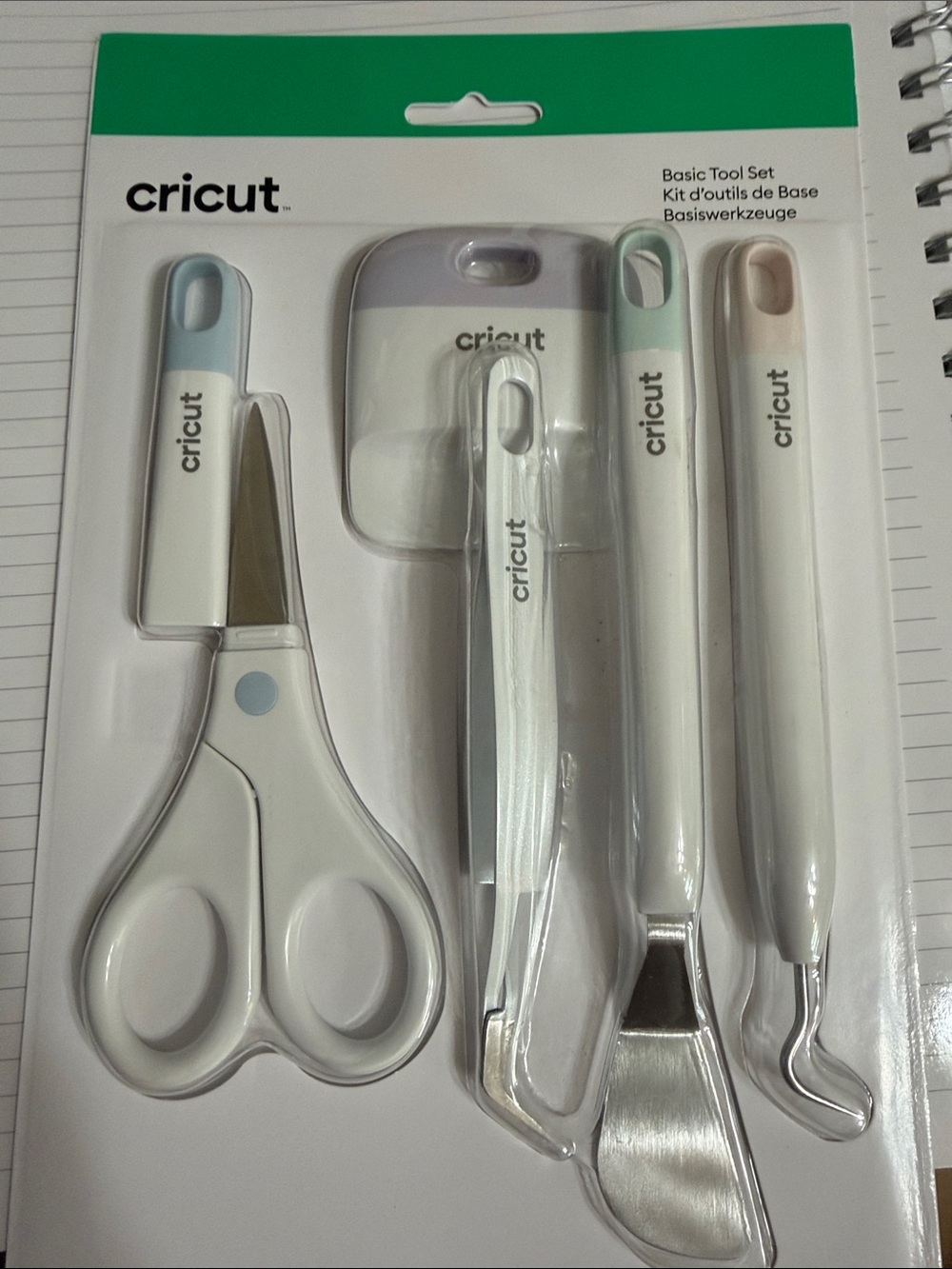 Cricut Craft Tool Set in White with Pastel Blue, Mint, and Peach Accents
